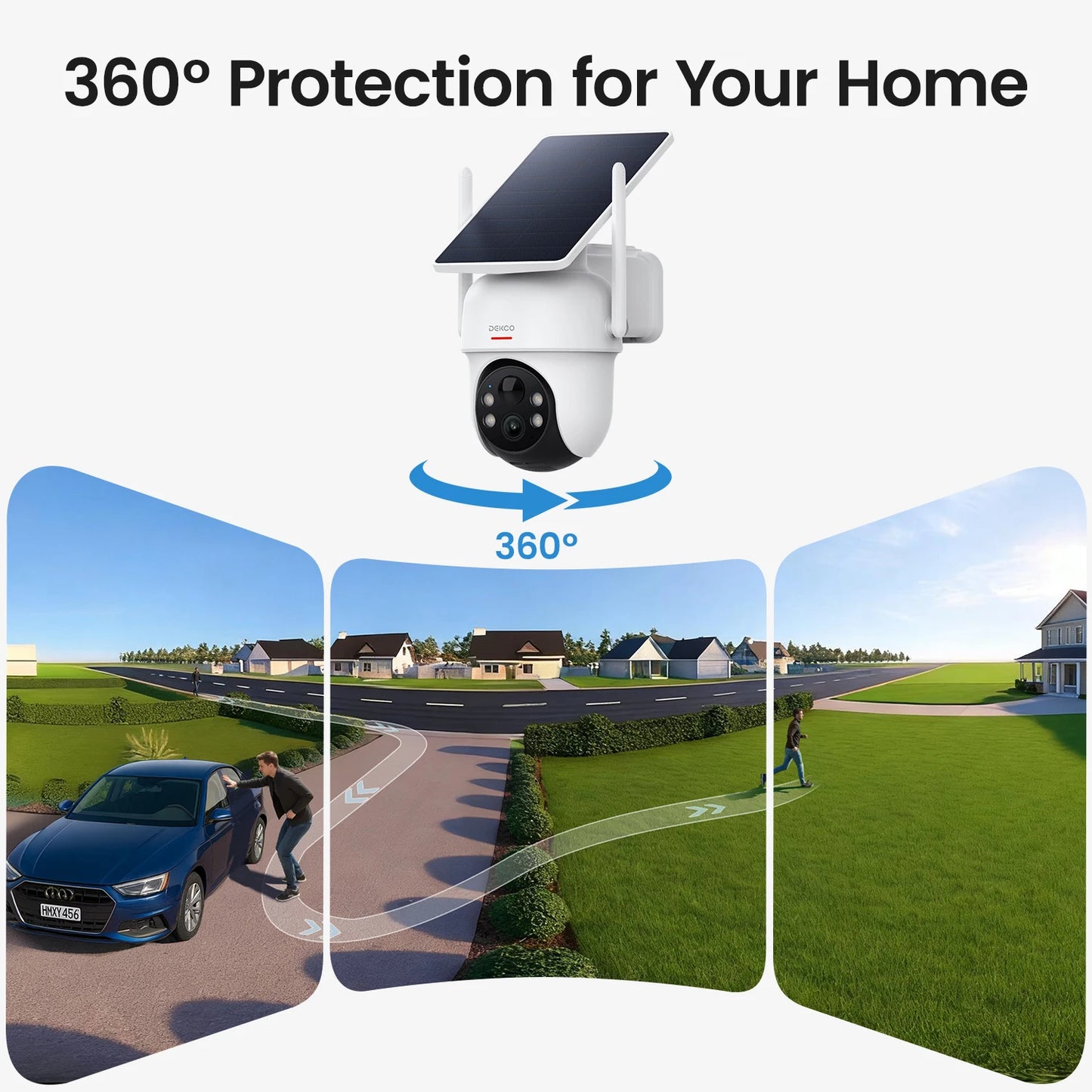 DEKCO 3MP Solar Camera System 2 Camera Kit With Home Hub Alexa