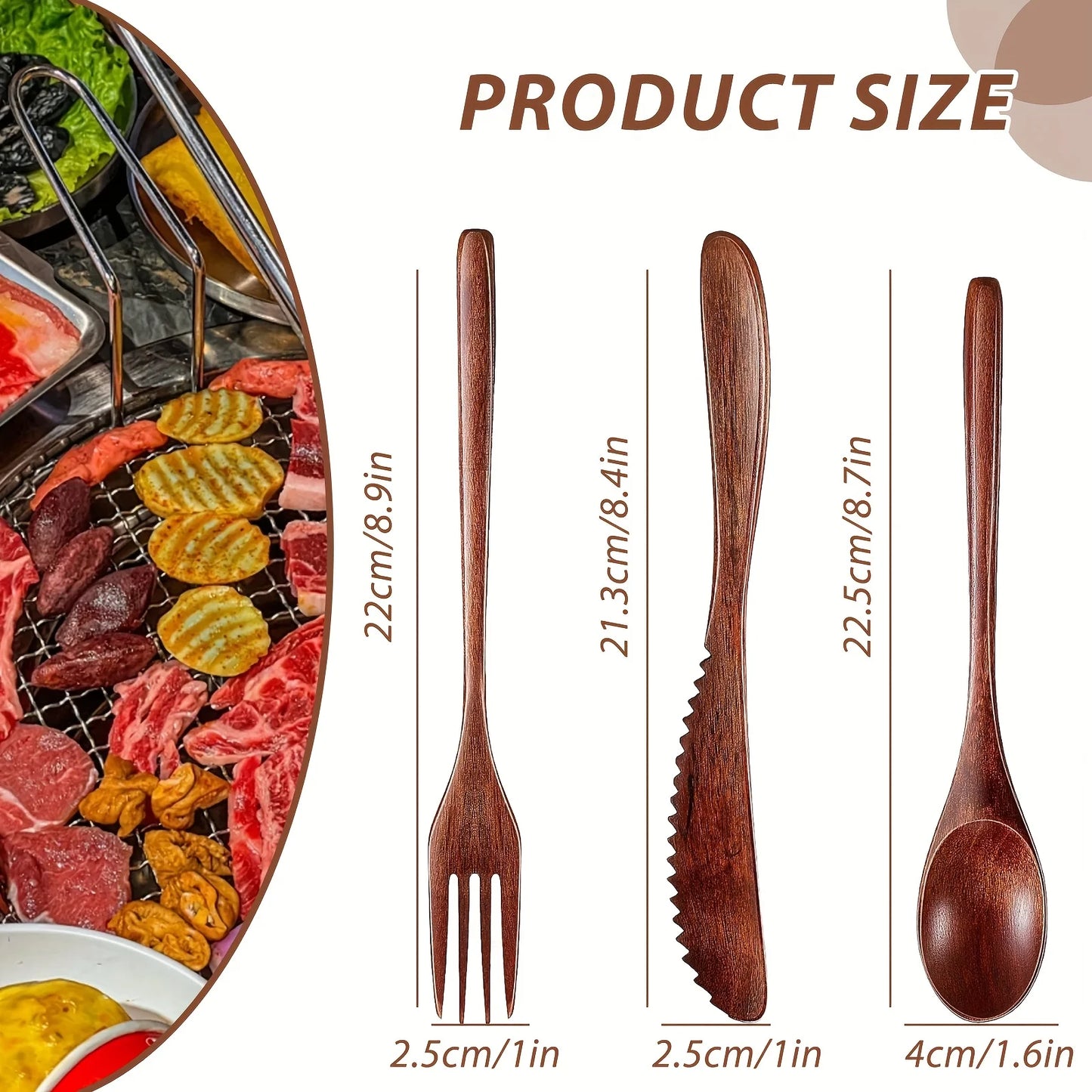 Wooden Utensils Set Spoon Fork Knife Flatware Kitchen Tableware
