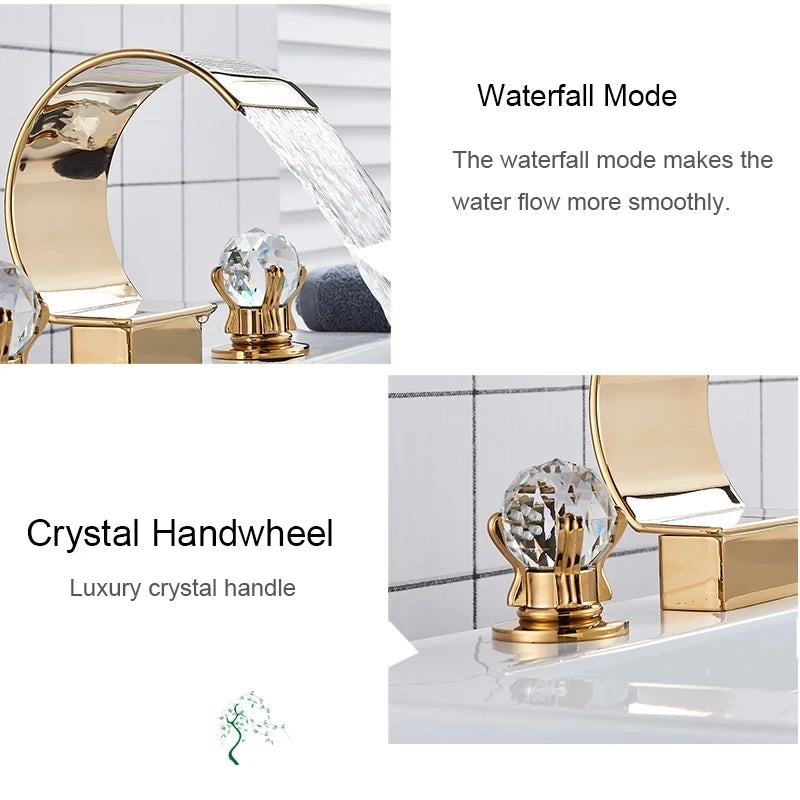 Wanmivezlo Waterfall Basin Faucet Deck Mounted Dual Handle Hot Cold