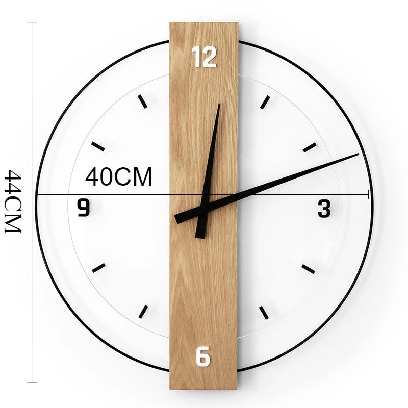 Solid Wood Silent Wall Clock Modern Nordic Home Decor