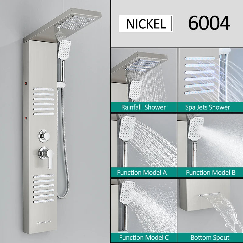 Quyanre LED Shower Panel Tower System With Rain Massage Jets