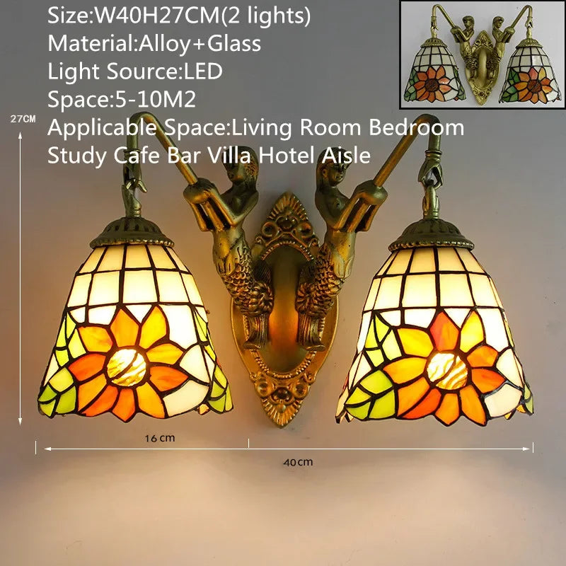KARLOS Tiffany Luxury Wall Lamp American Creativity Living Room Bedroom Hotel Villa Cafe Bar Aisle Dresser Toilet Mirror Light
