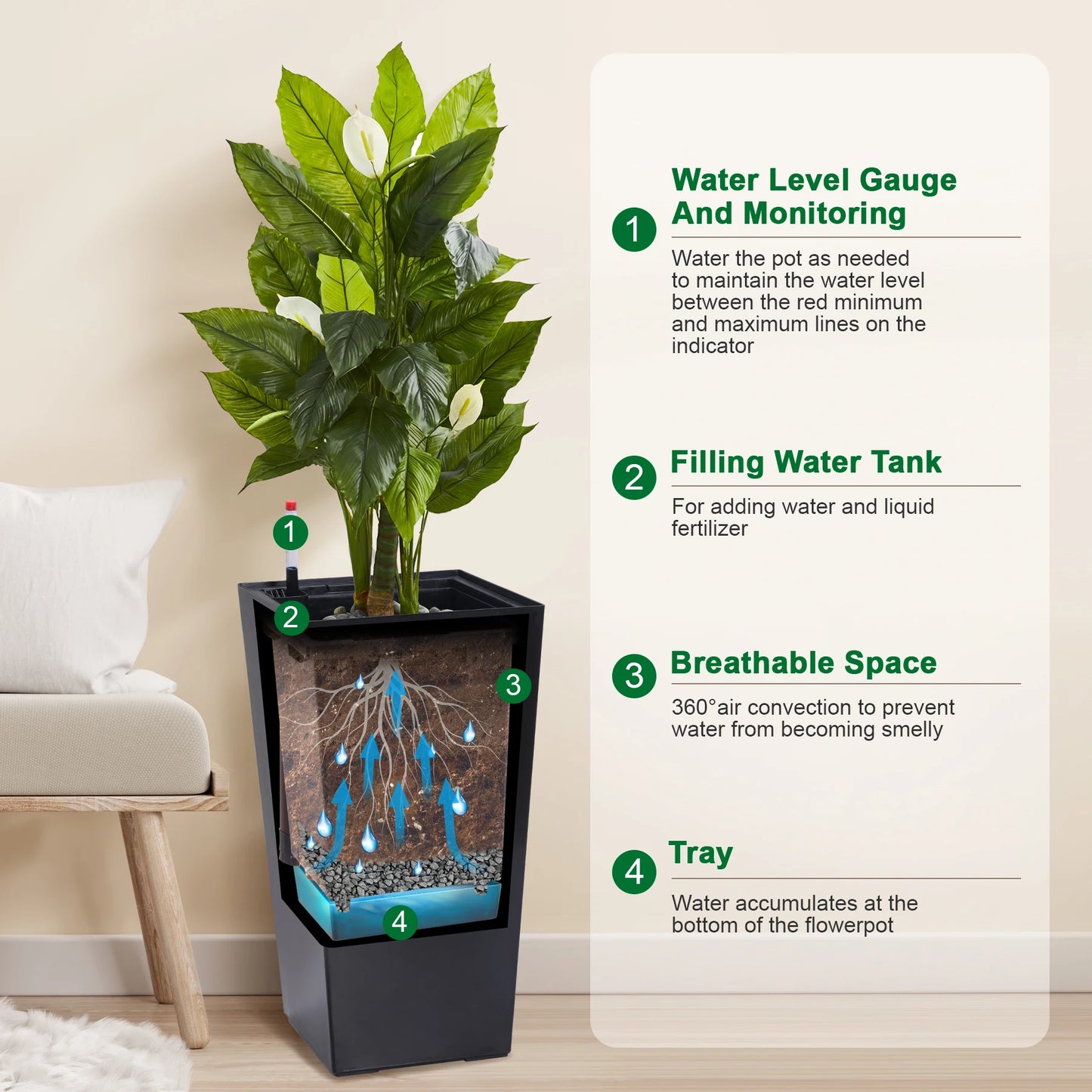 Set Of 2 Outdoor Indoor Planter Pots With Drainage Holes