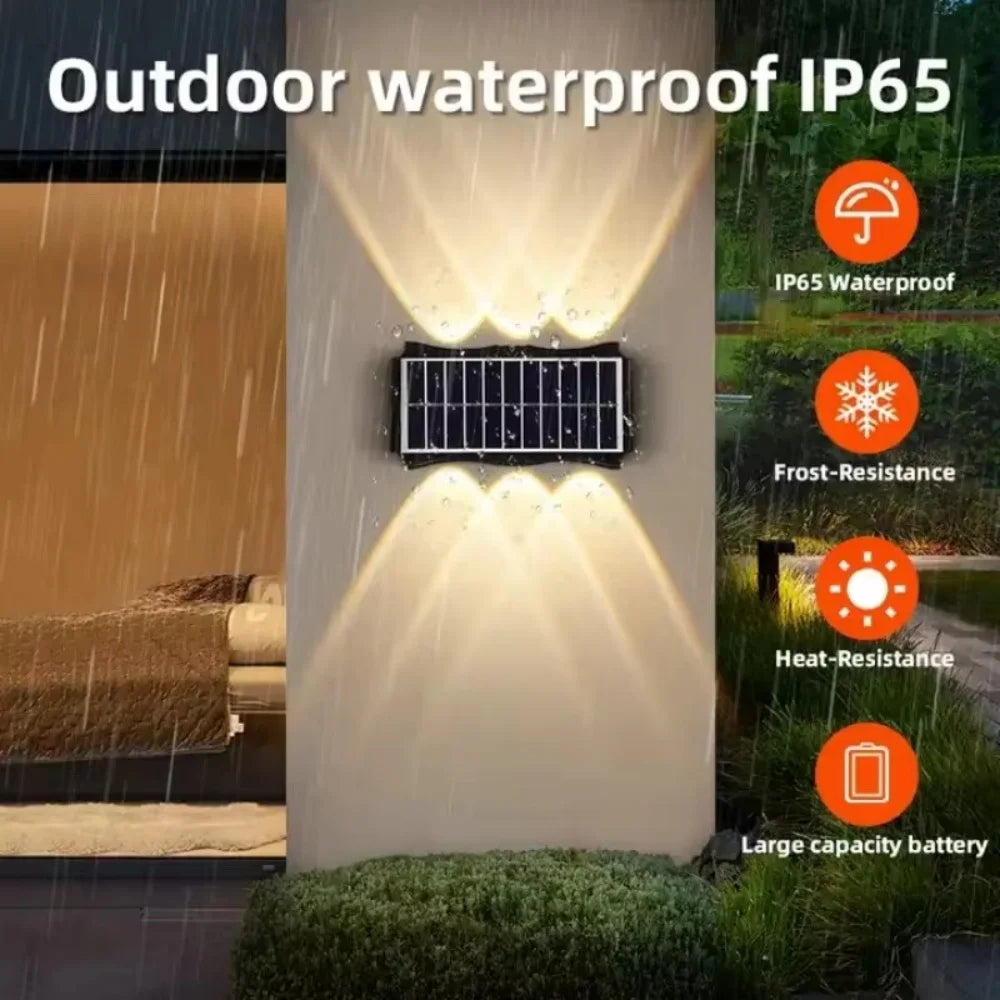 Solar Wall Lamp 12 LED Outdoor Up and Down Lights Exterior Wall Waterproof