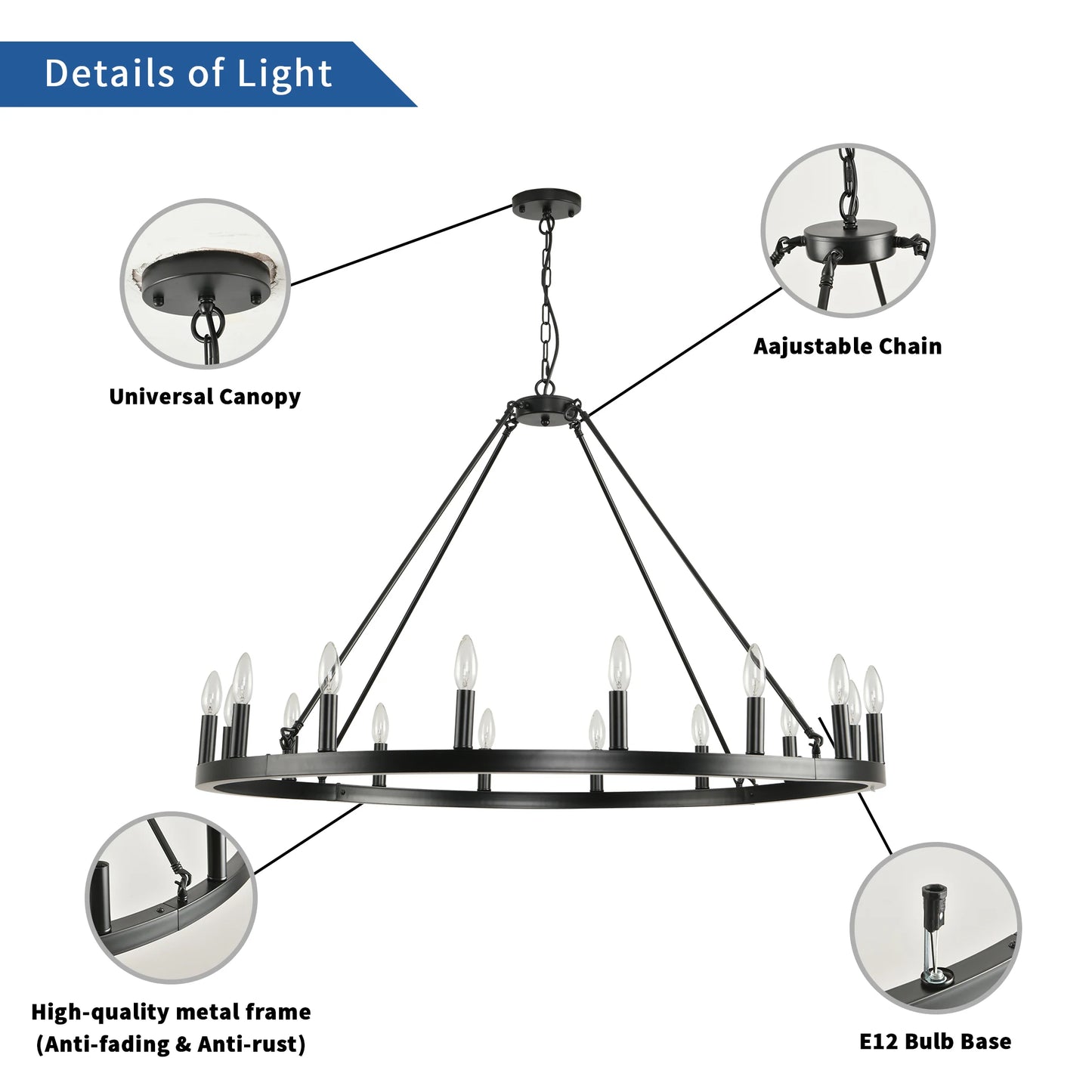 LovingC Wagon Wheel Chandelier 16 Light Modern Rustic Farmhouse Pendant