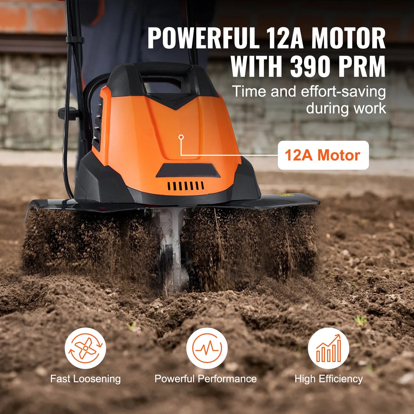 SucceBuy 12 Amp Electric Tiller Cultivator With Manganese Steel Tines