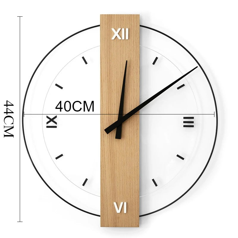 Solid Wood Silent Wall Clock Modern Nordic Home Decor