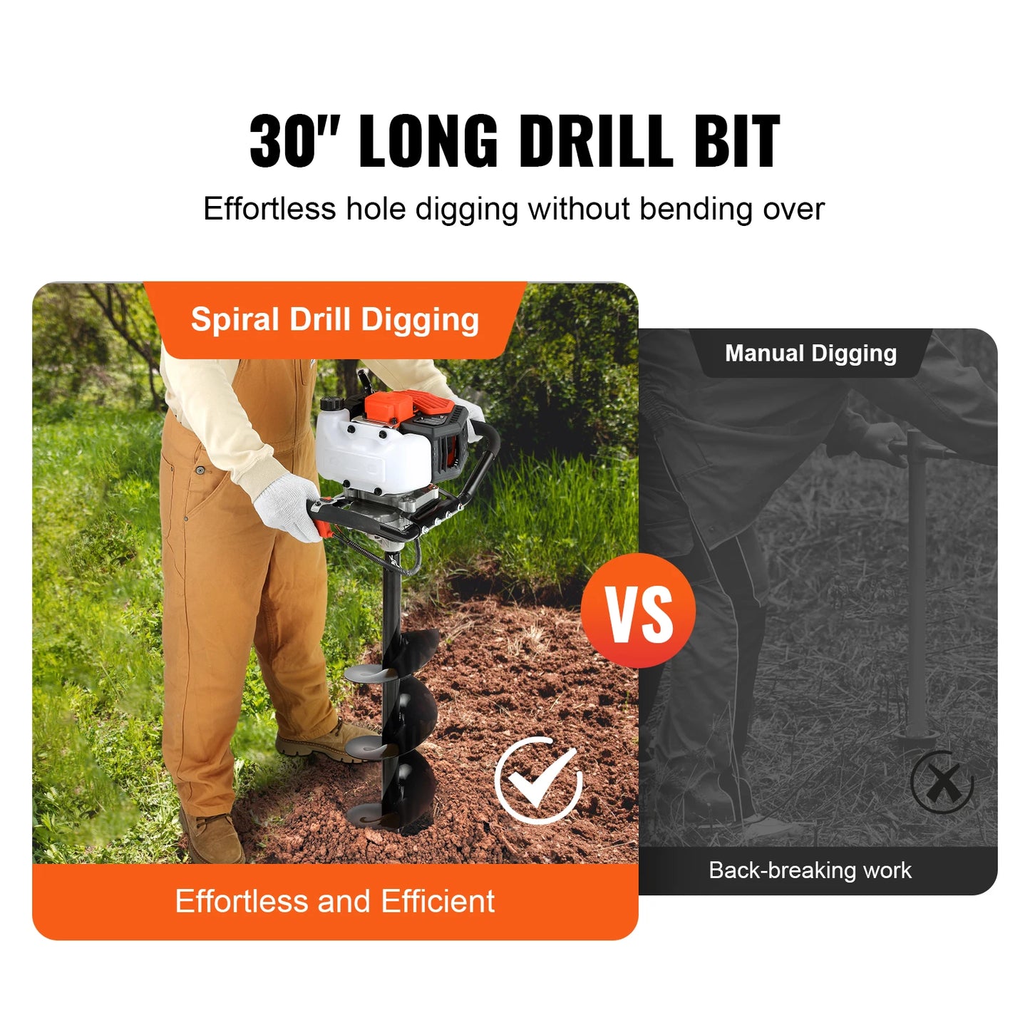 SucceBuy Gas Powered Post Hole Digger 43cc Earth Auger