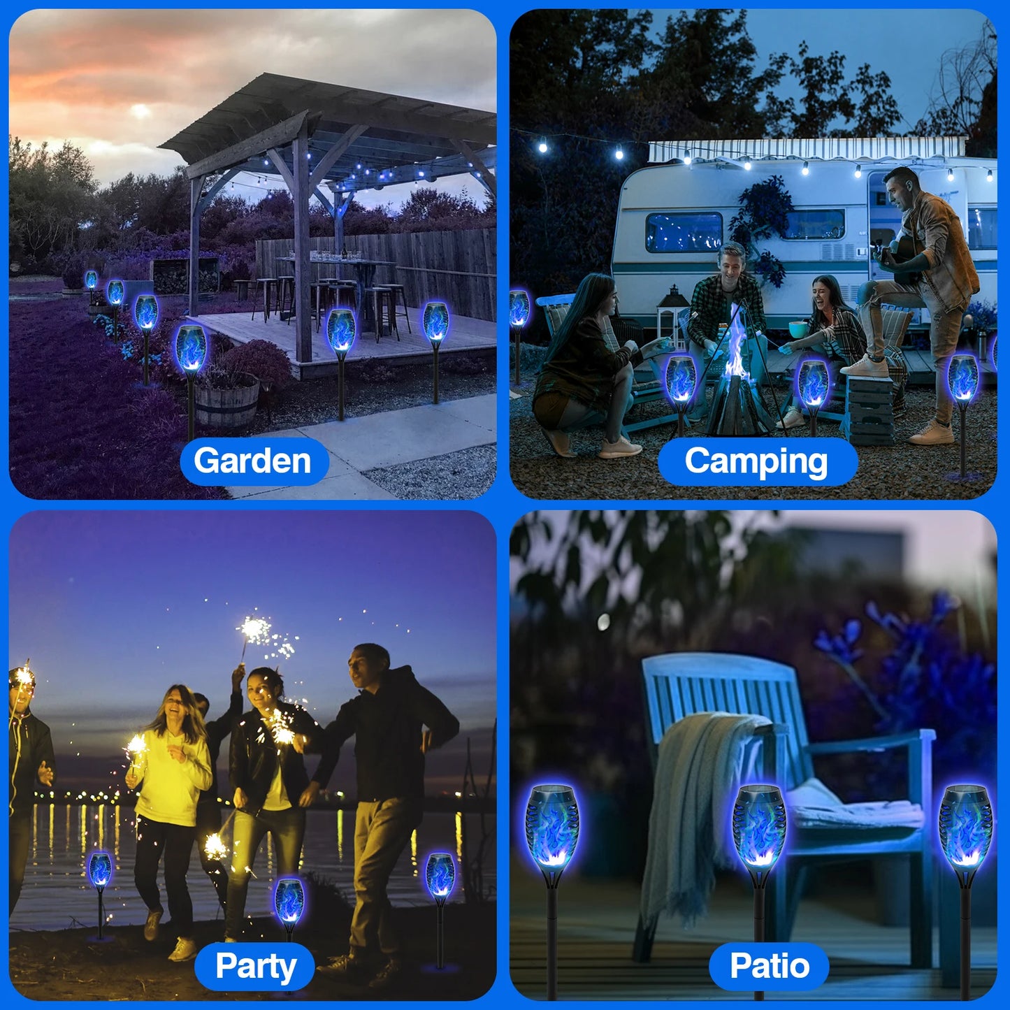 Solar Torch Lights Flickering Flame Garden Decor 8 Pack