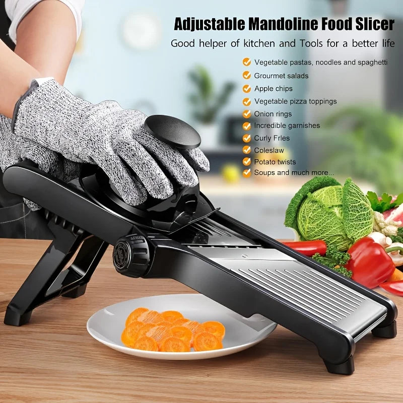 AEDG Stainless Steel Mandoline Slicer With Five Blades And Holder