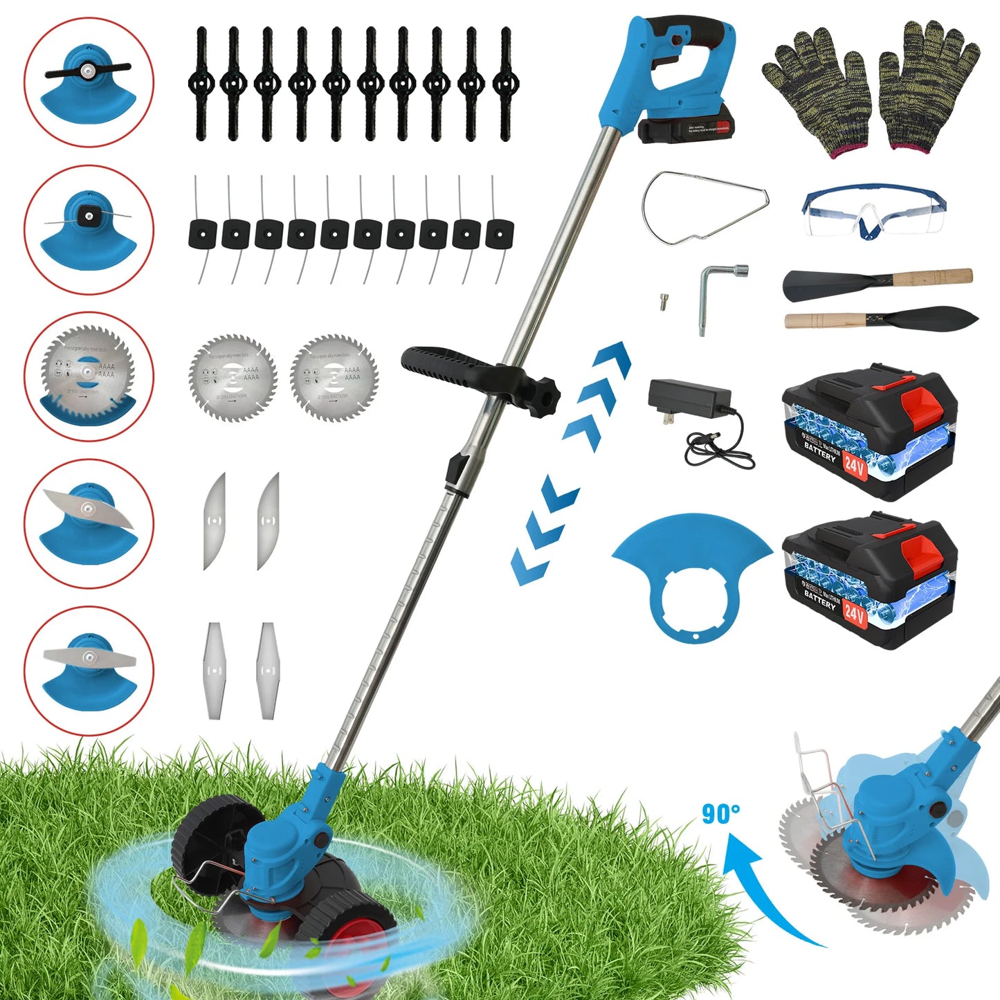 21V Cordless Grass Trimmer 3in1 Brush Cutter Edger Mower