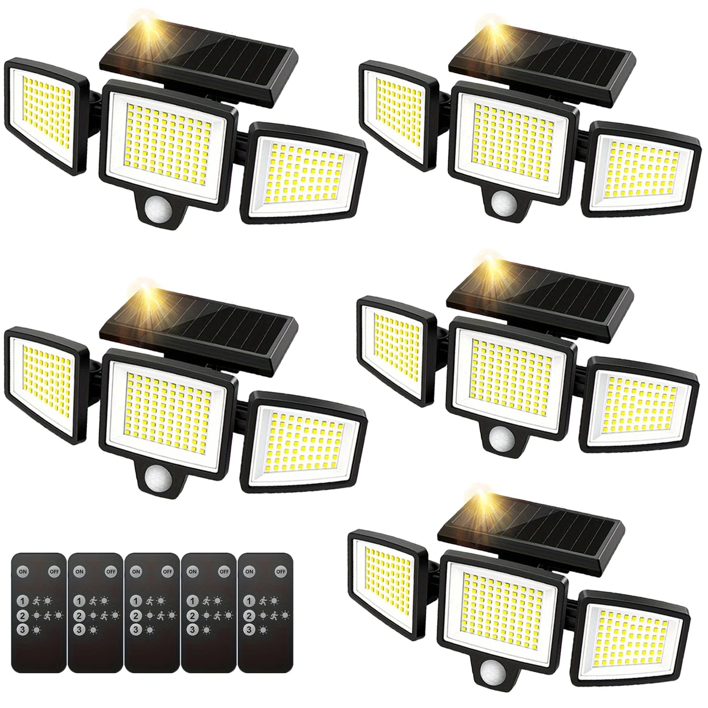 SZRSTH Three Head Solar Outdoor Light With Motion Sensor And Wireless Remote