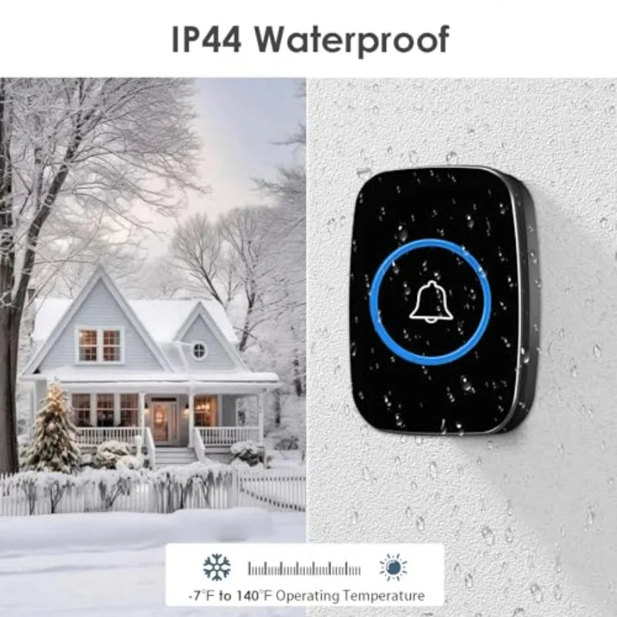 Wireless Doorbell Kit Waterproof 1000 Feet Range 60 Chimes