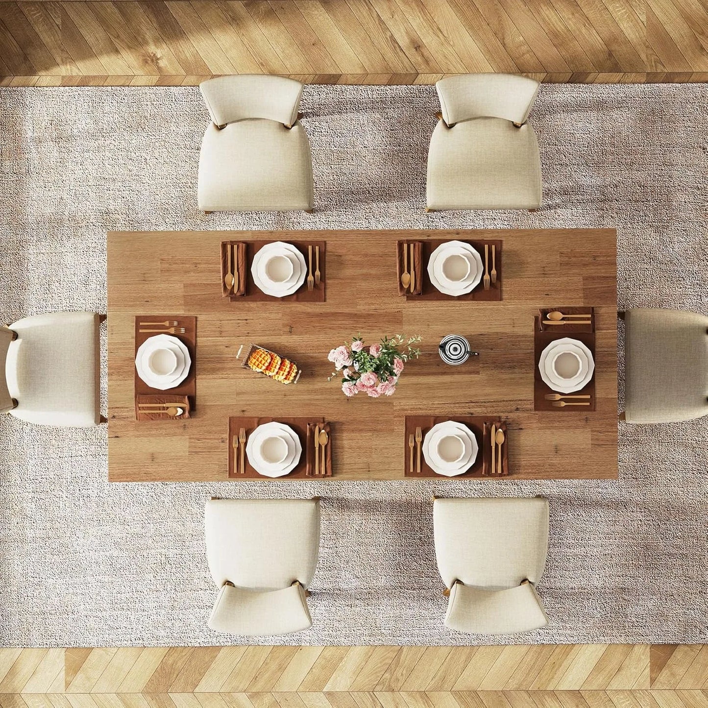 Little Tree Farmhouse Dining Table For Living Room
