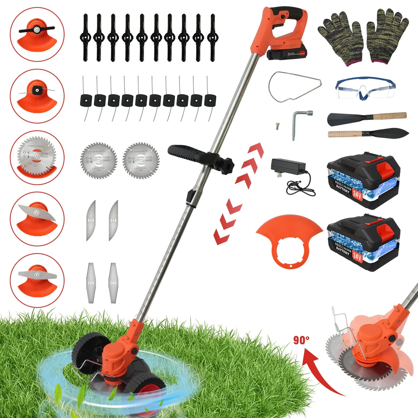 21V Cordless Lawn Mower And 3in1 Garden Trimmer Kit