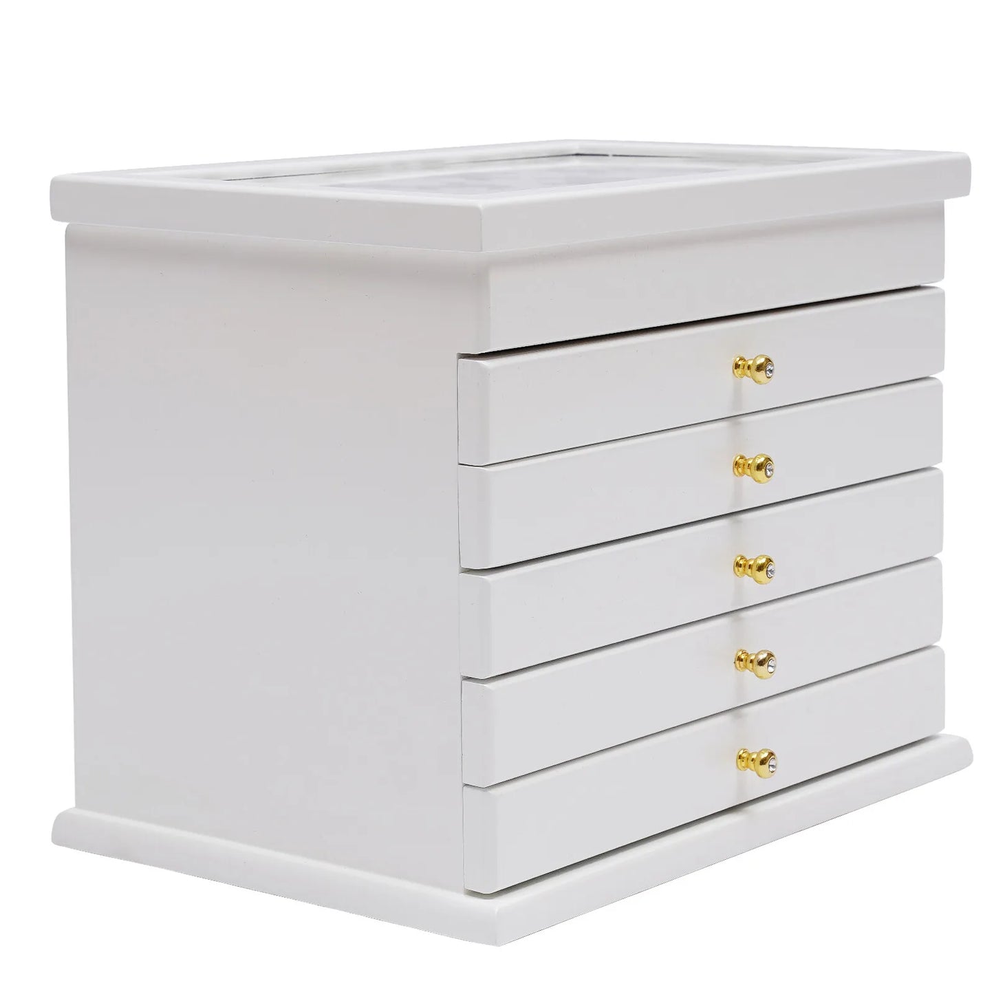 NONECN 6 Layer Wooden Jewelry Box with Drawer Organizer