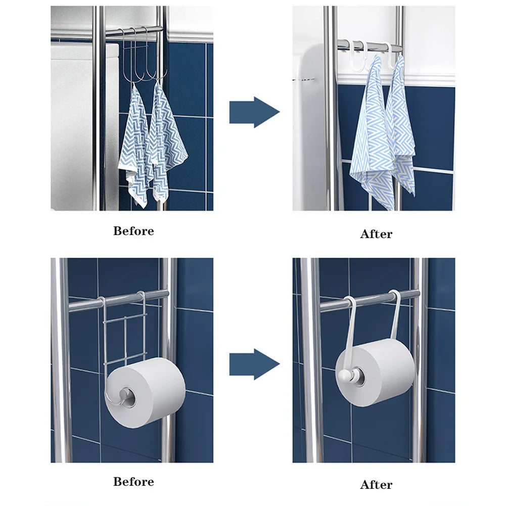Over Toilet Storage Rack With Removable Hooks And Paper Holder