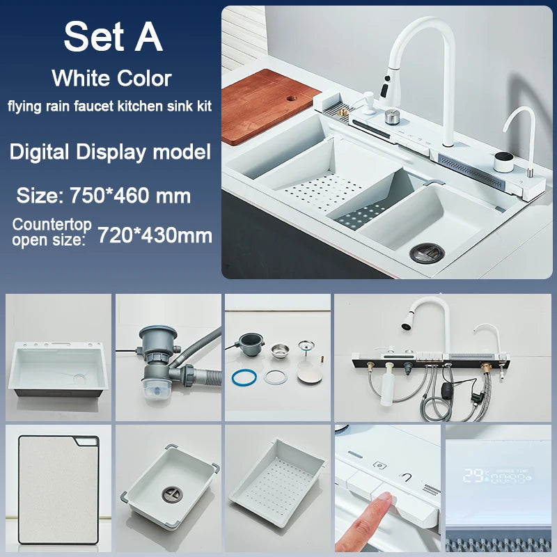 Rozin 304 Stainless Steel Kitchen Sink With Waterfall Faucet