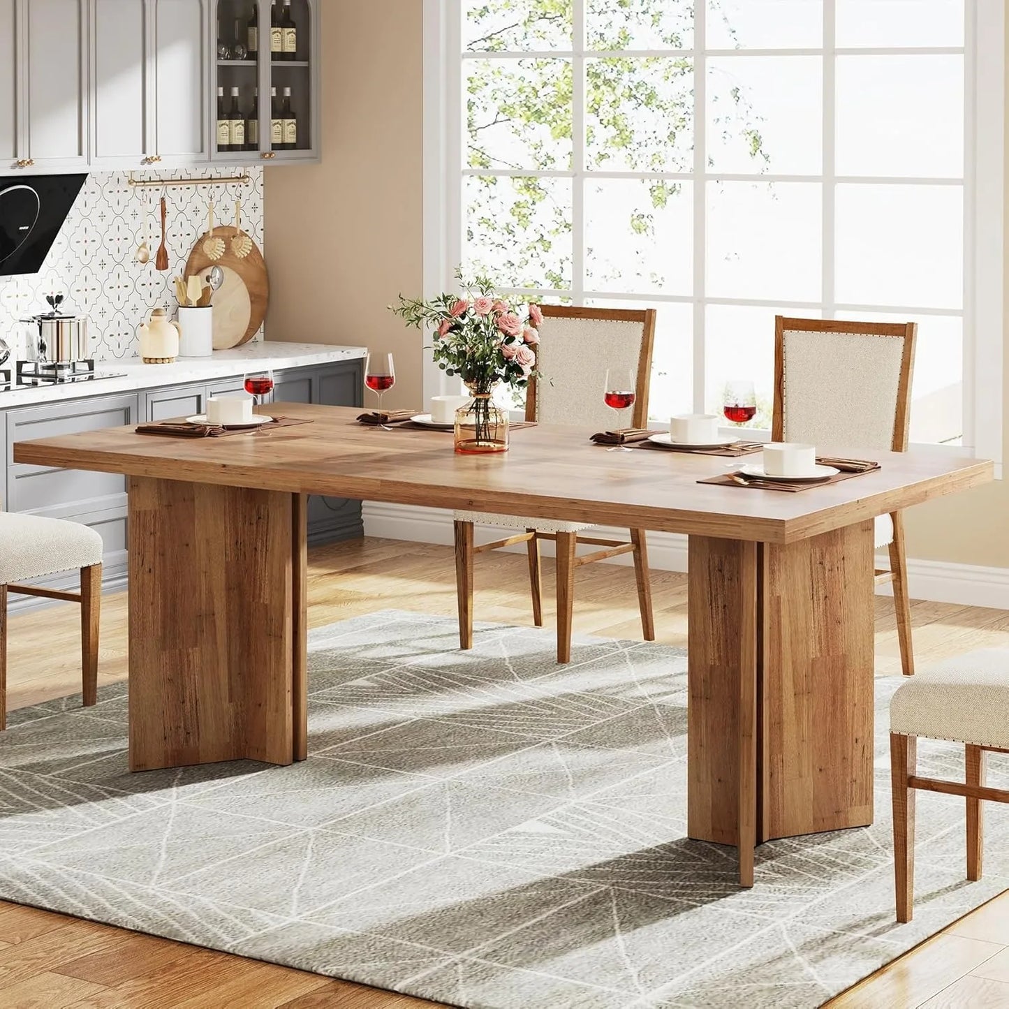 Little Tree Farmhouse Dining Table For Living Room