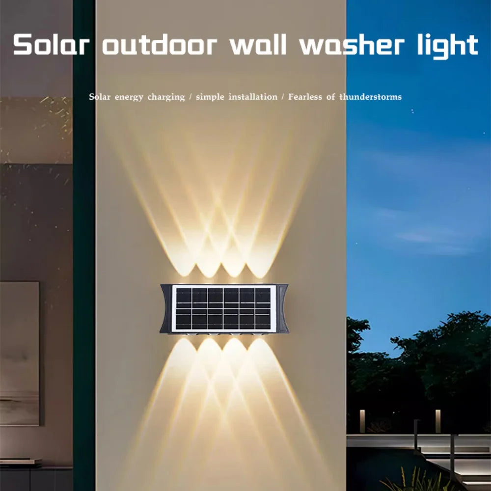 Solar Wall Lamp 12 LED Outdoor Up and Down Lights Exterior Wall Waterproof