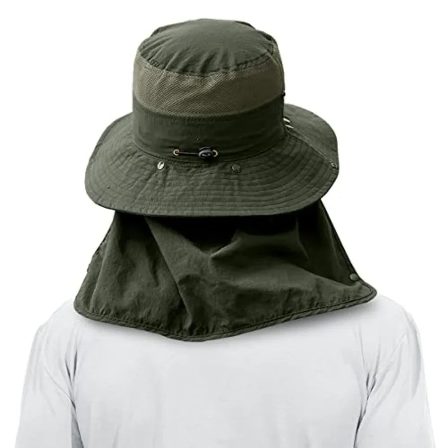 3 Pack Mens Outdoor Wide Brim Hat With Face Neck Flap UPF 50 Plus