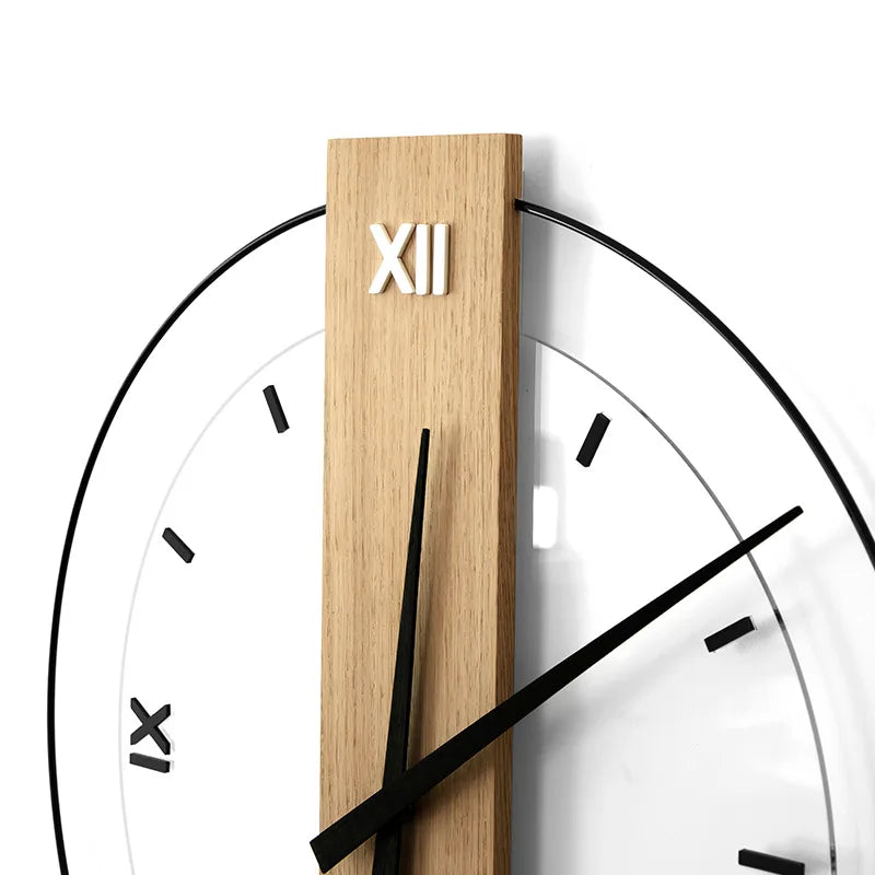 Solid Wood Silent Wall Clock Modern Nordic Home Decor