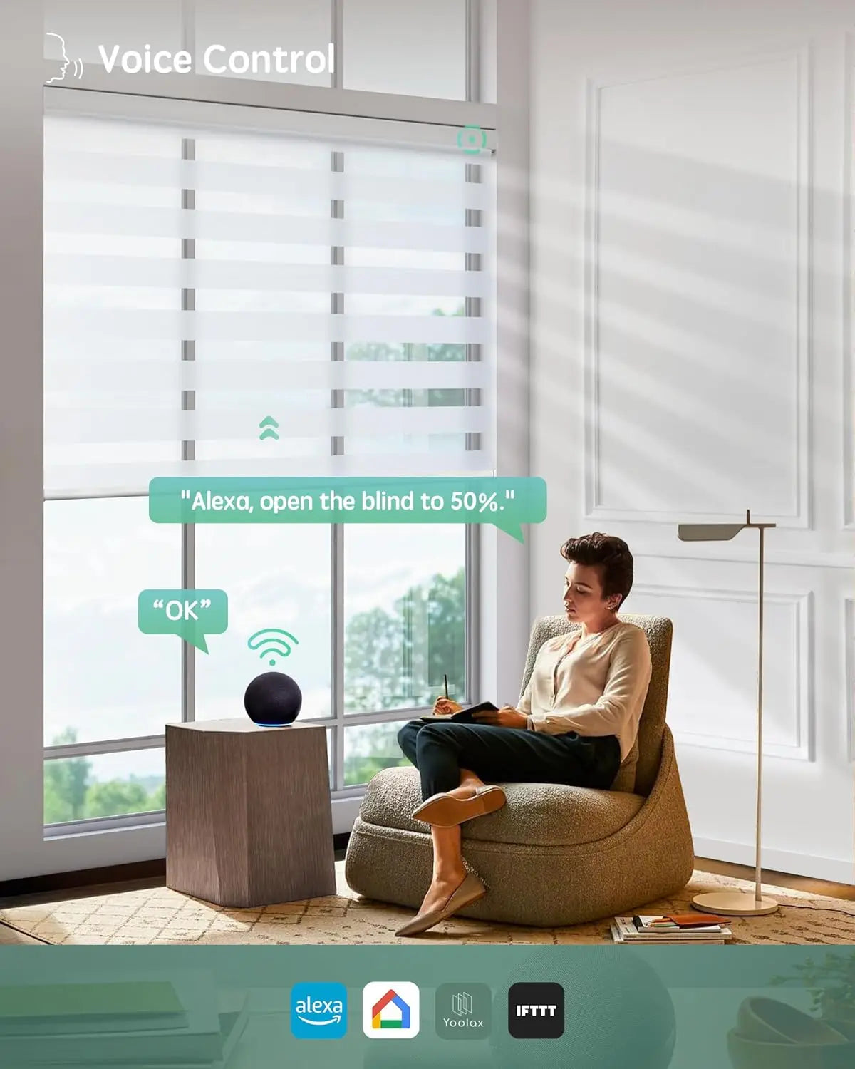 Motorized Zebra Blinds With Remote And Voice Control