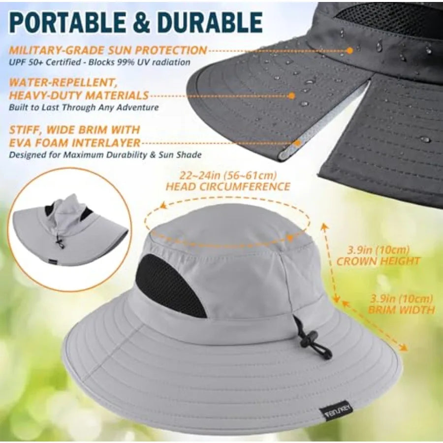 UPF Fifty Plus Waterproof Packable Bucket Hat For Men And Women Polyester