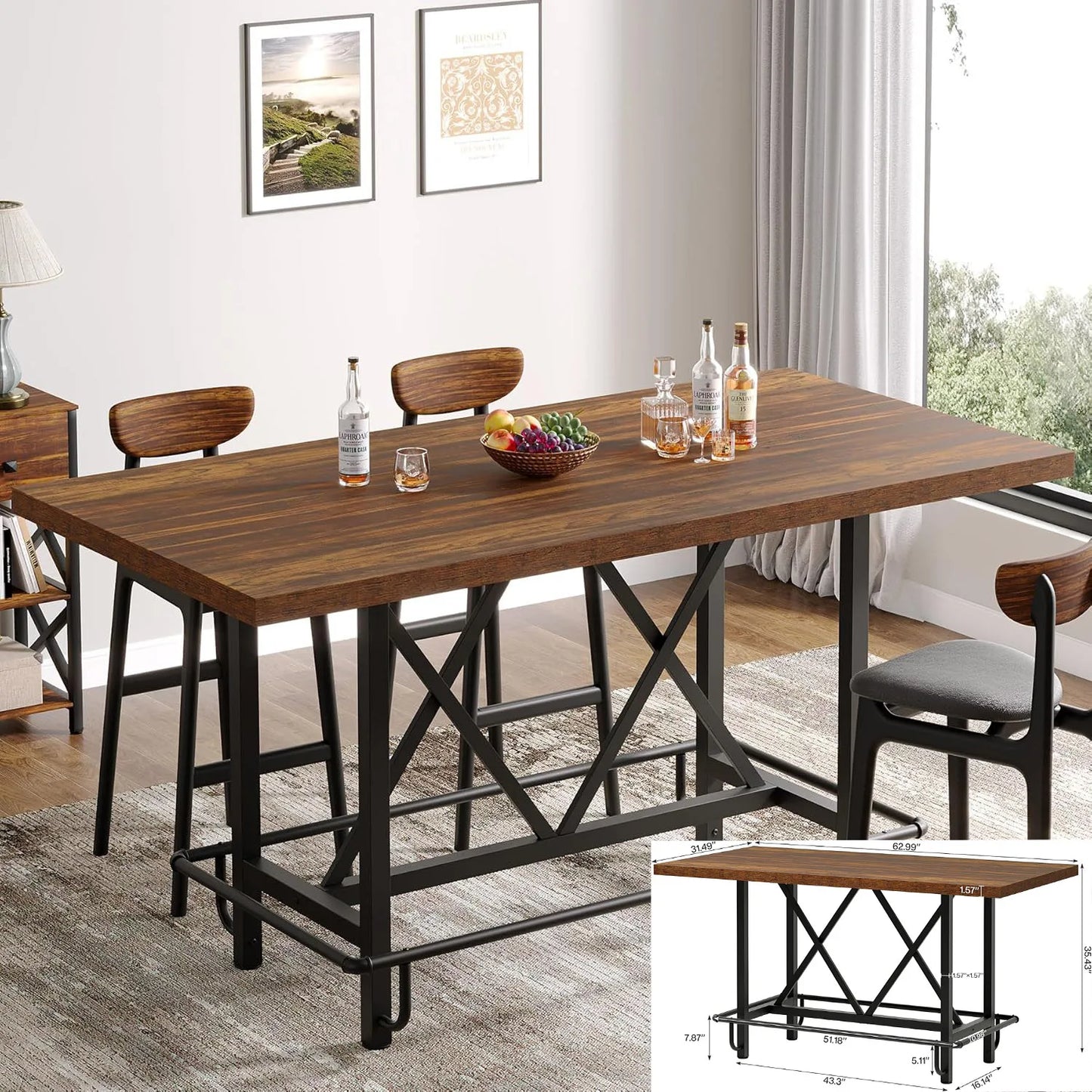 Little Tree Farmhouse Dining Table For Living Room