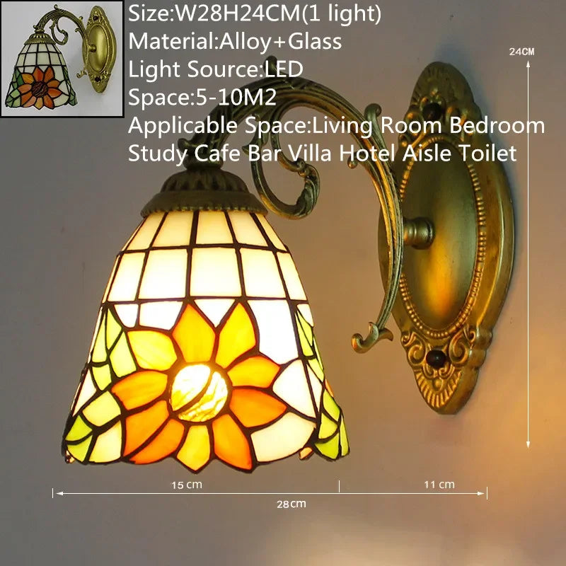 KARLOS Tiffany Luxury Wall Lamp American Creativity Living Room Bedroom Hotel Villa Cafe Bar Aisle Dresser Toilet Mirror Light