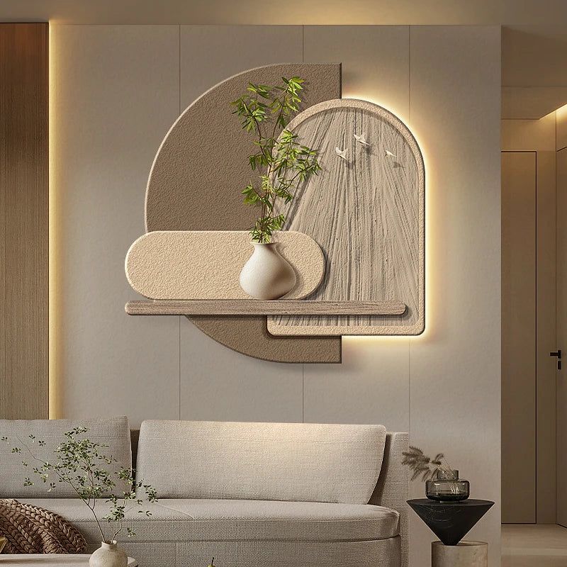Wabi-Sabi LED Wall Lamp With Wooden Finish And Plant Motif