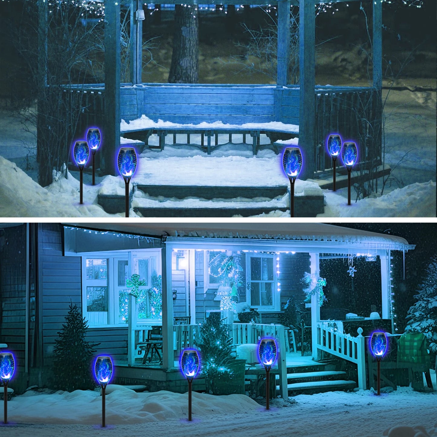 Solar Torch Lights Flickering Flame Garden Decor 8 Pack