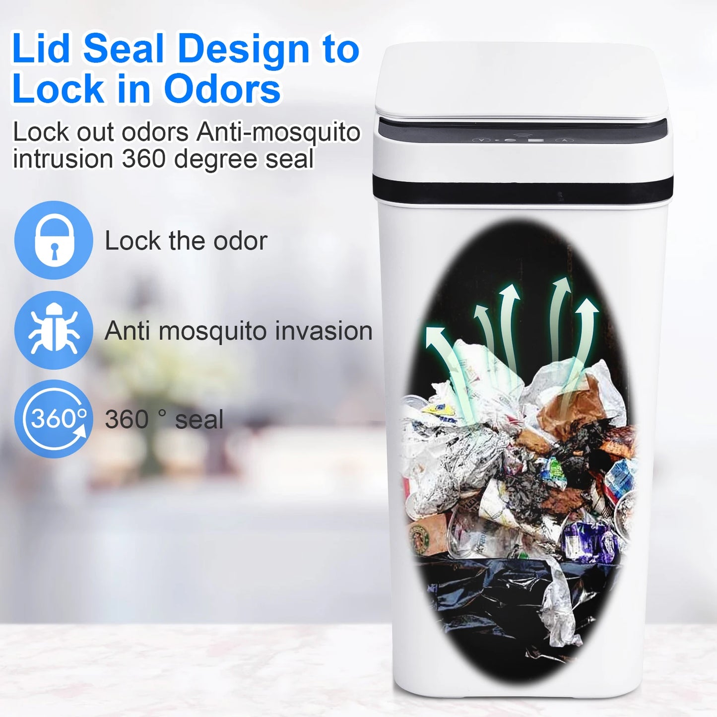 NONECN 2 Pack Touchless Motion Sensor Bathroom Trash Cans With Lid