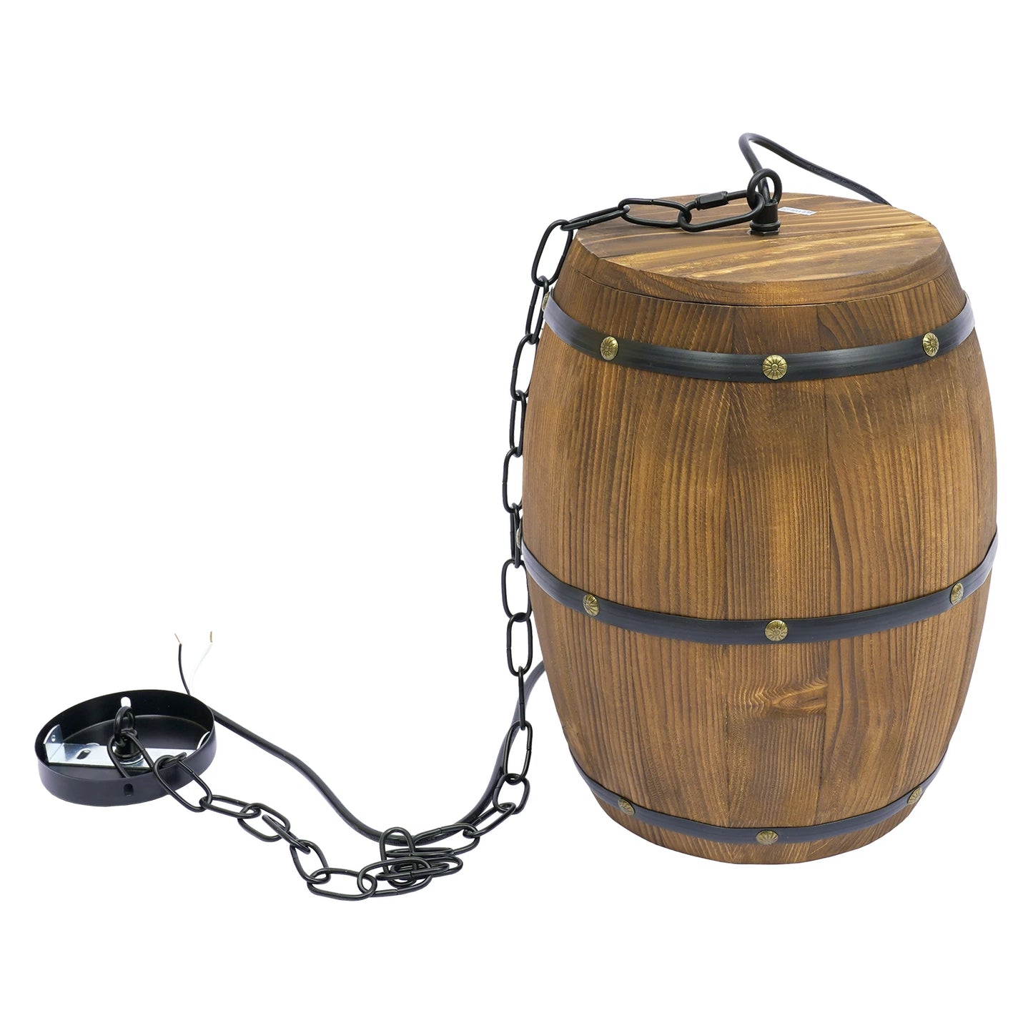 Retro Wood Wine Barrel Pendant Light Industrial Ceiling Lamp