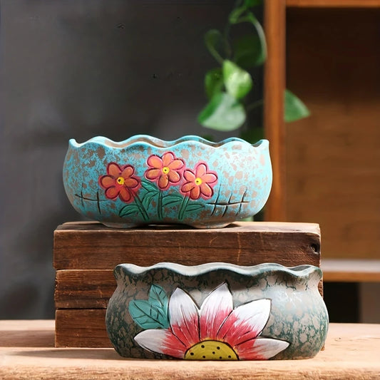Ceramic Succulent Flower Pot With Drainage Hole For Garden Lovers