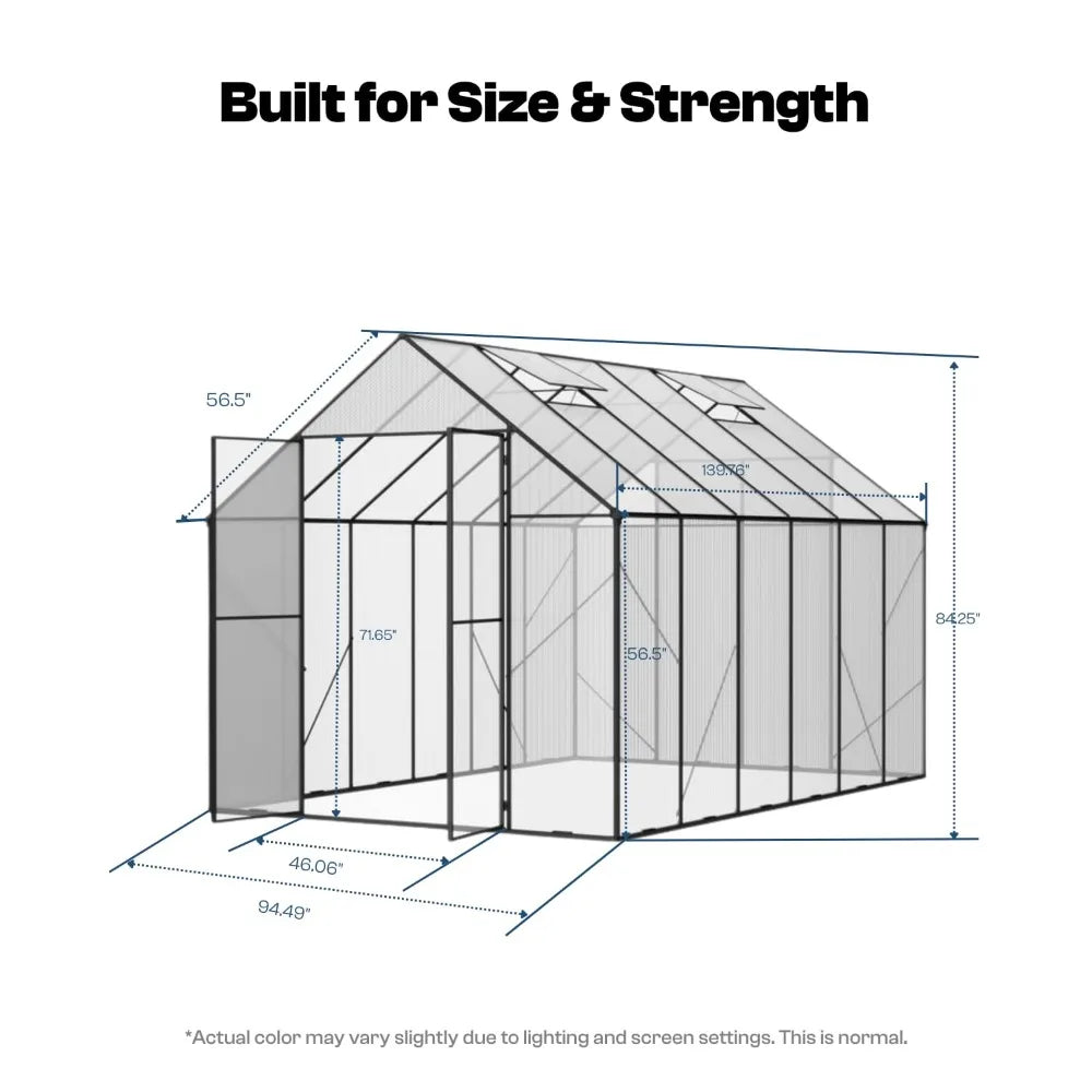 Outdoor Polycarbonate Greenhouse With Aluminum Frame And Roof Vent