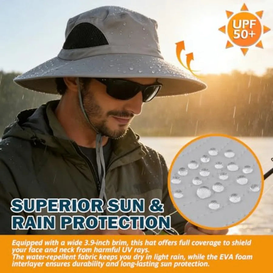UPF Fifty Plus Waterproof Packable Bucket Hat For Men And Women Polyester