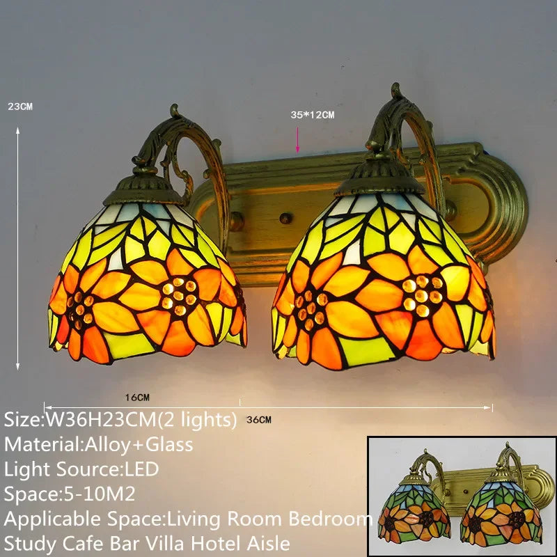 KARLOS Tiffany Luxury Wall Lamp American Creativity Living Room Bedroom Hotel Villa Cafe Bar Aisle Dresser Toilet Mirror Light
