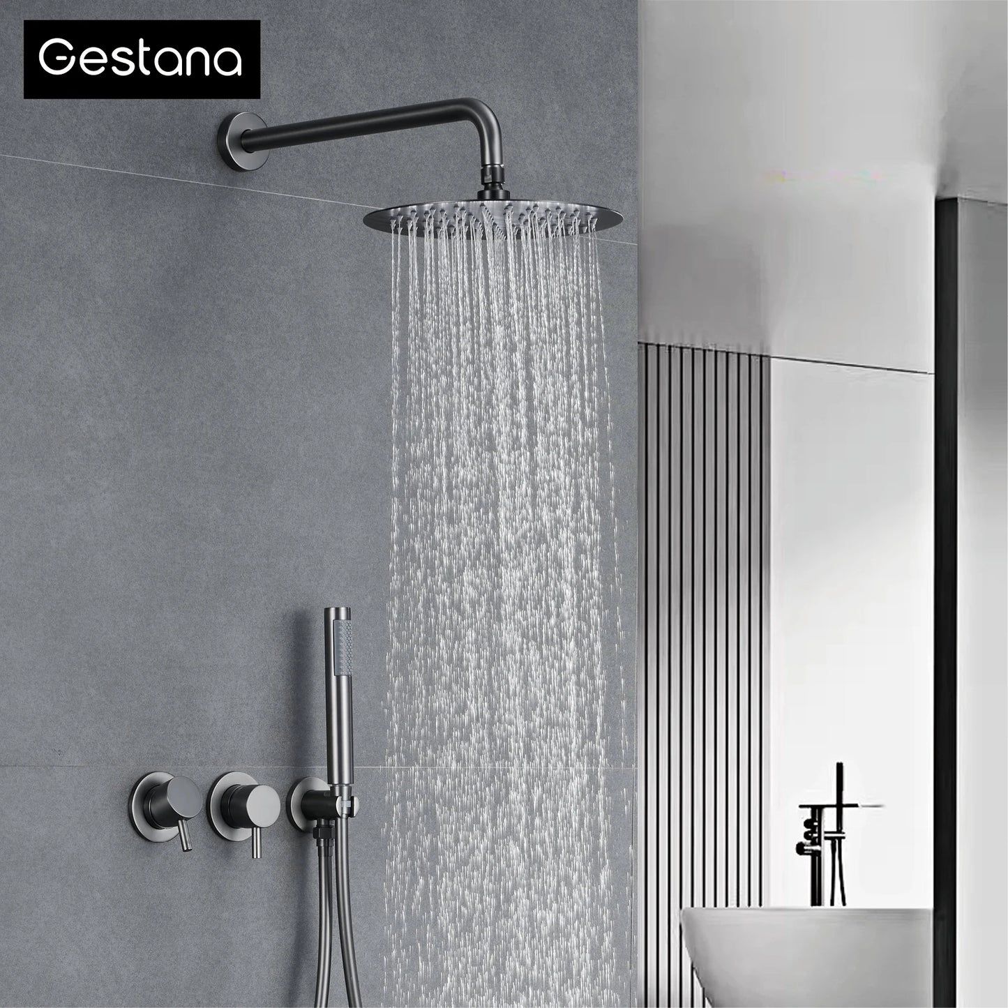 Gestana Luxury Brass Wall Mounted Shower System With Dual Handles