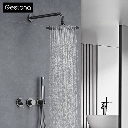 Gestana Luxury Brass Wall Mounted Shower System With Dual Handles