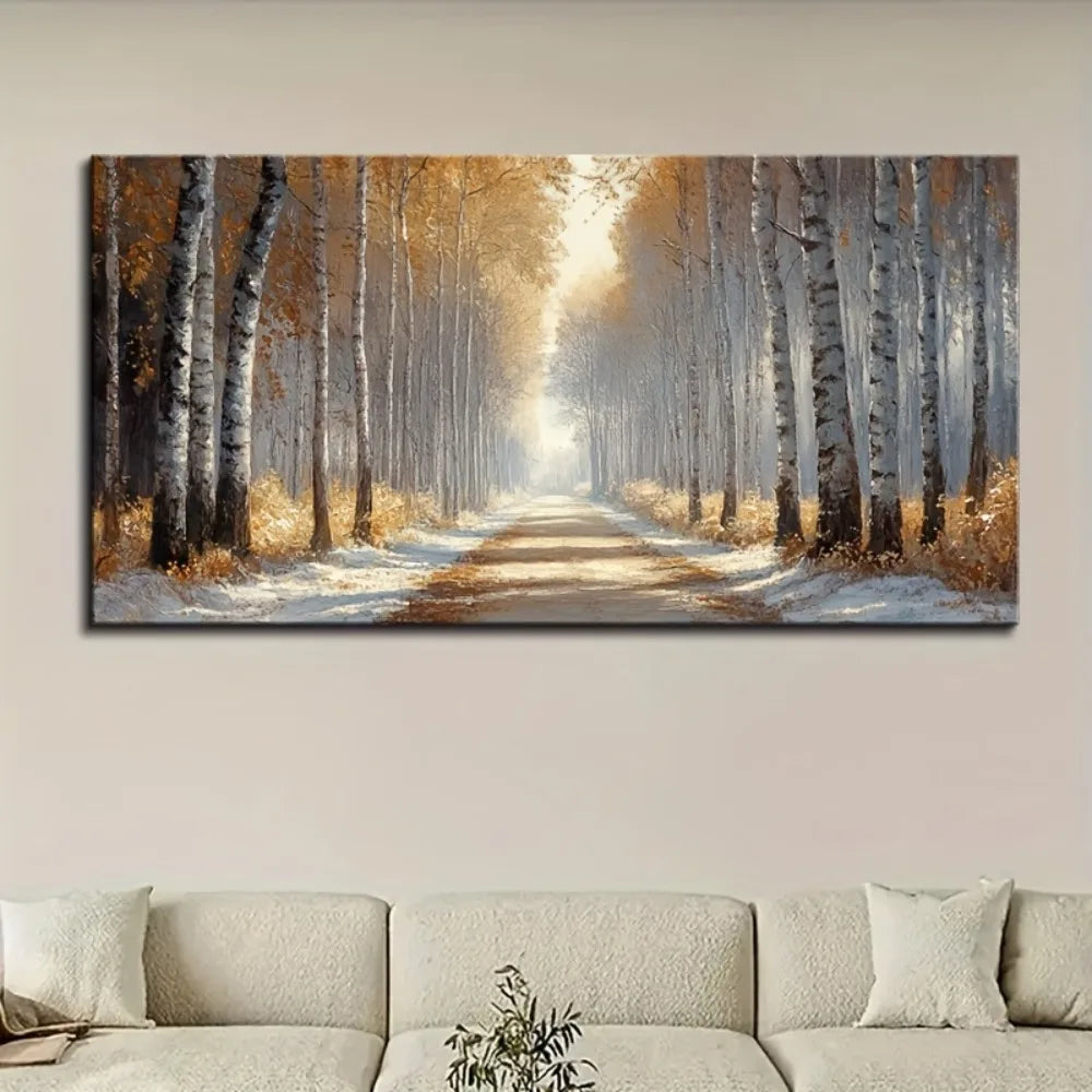 Panoramic Forest Wall Art in Pine Frame