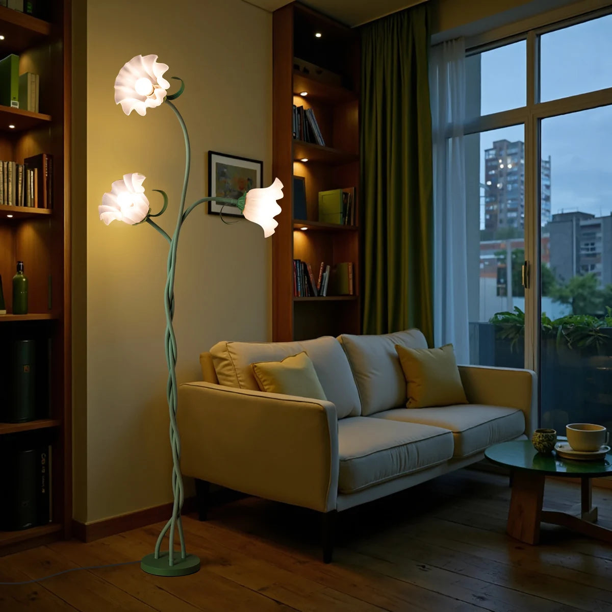 Retro Flower Floor Lamp With 3-Color Dimmable Lighting And Bulbs Included