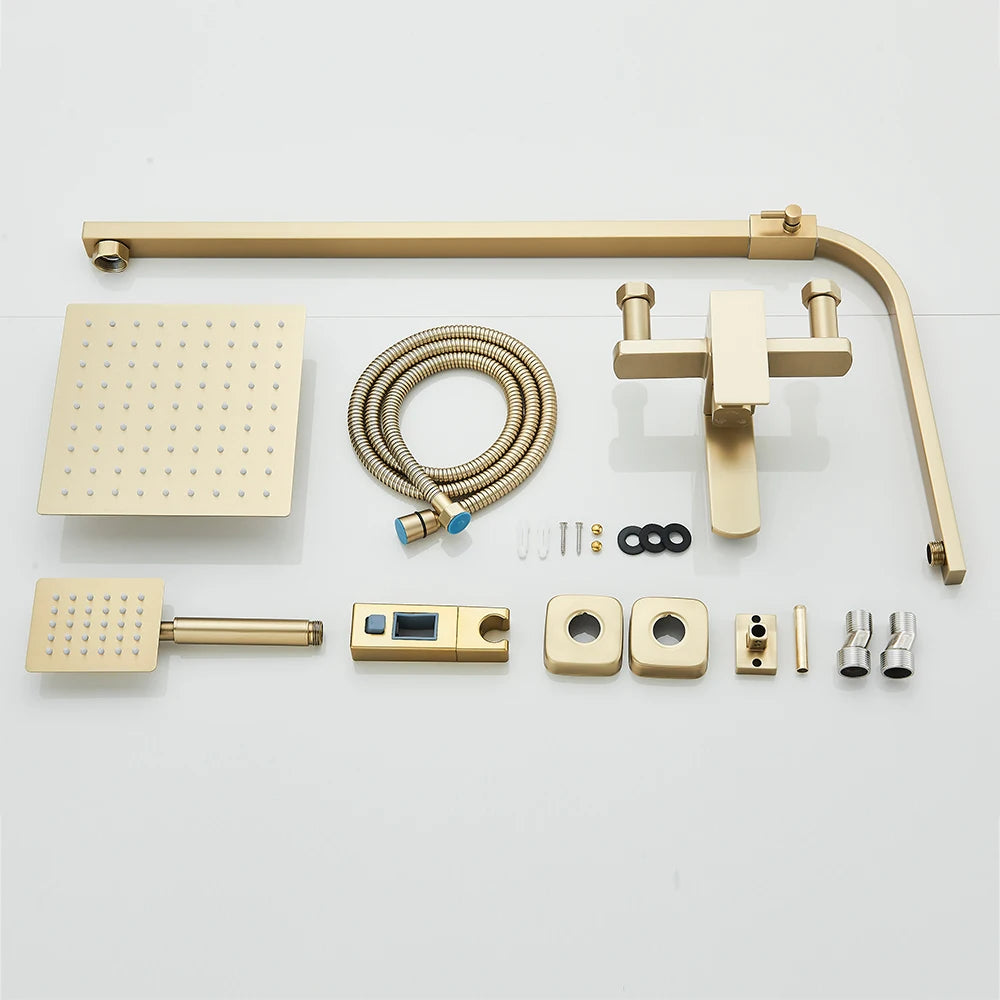 Quyanre Brushed Shower System 3in1 Rain Handheld Dual Control