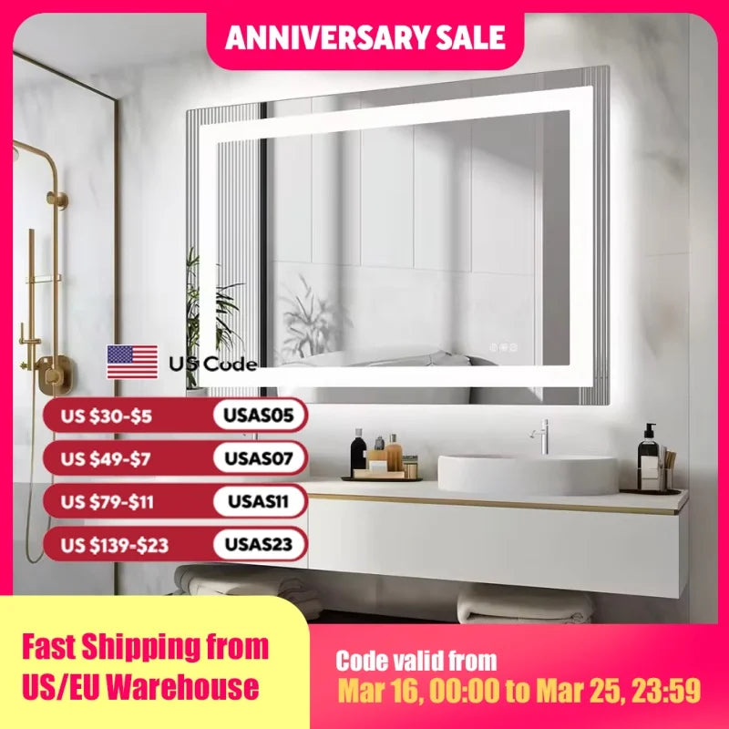 JHK LED Bathroom Vanity Mirror With Memory Function