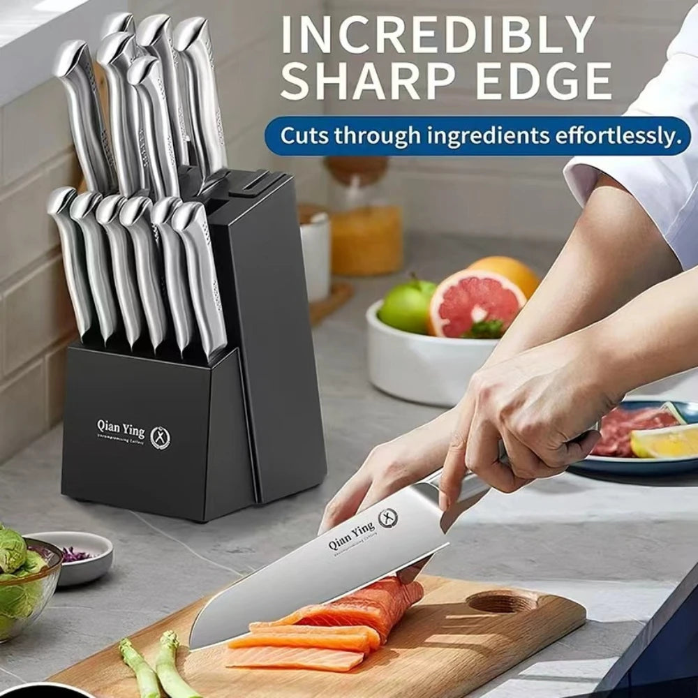 PLYSChoice 14-Piece Stainless Steel Kitchen Knife Set With Holder
