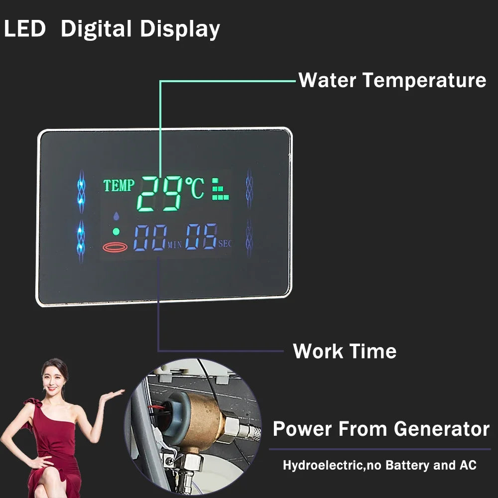 Rozin LED Shower Panel System With 6 Modes Rain Waterfall