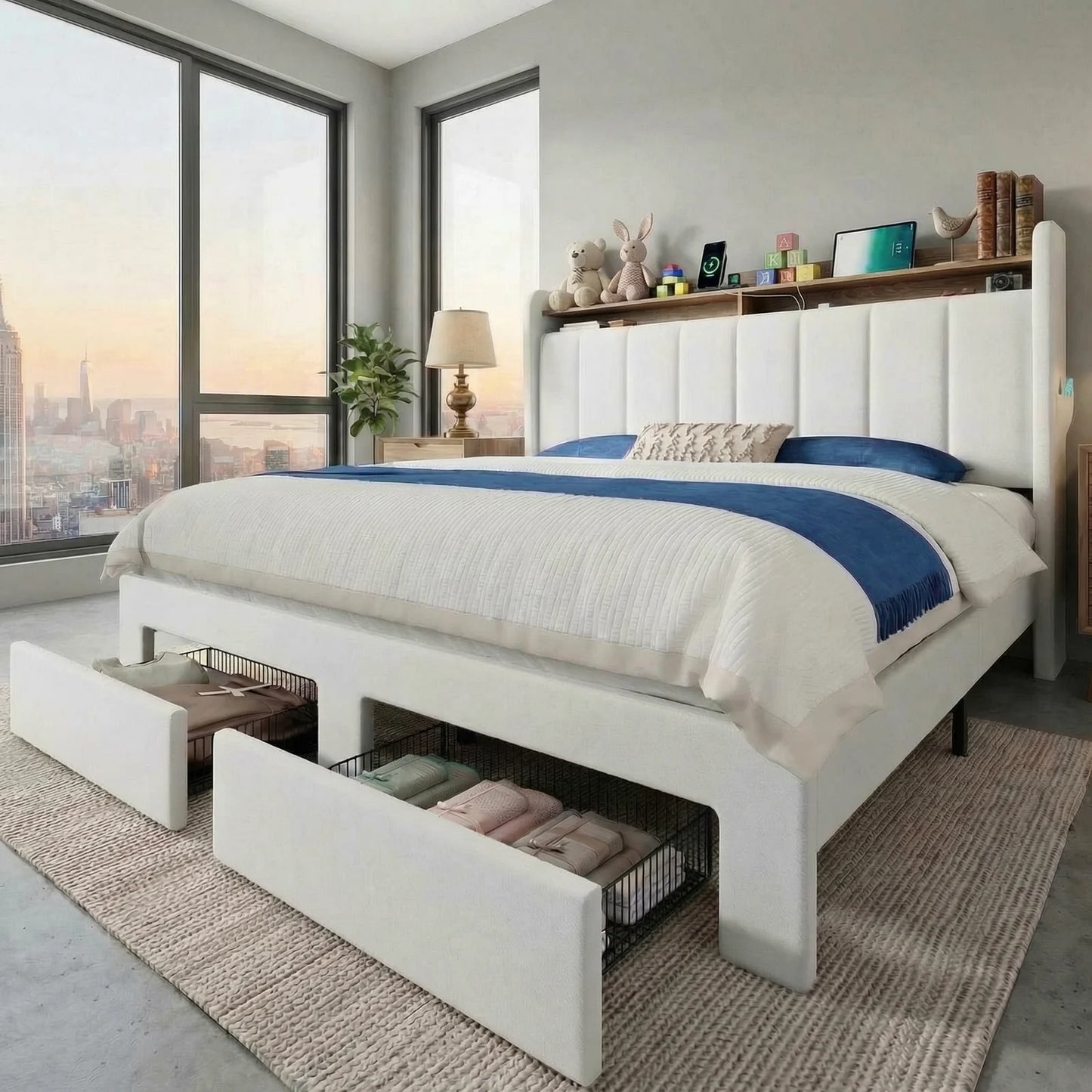 HOOMIC Bed Frame With Storage Drawers And LED Lighting