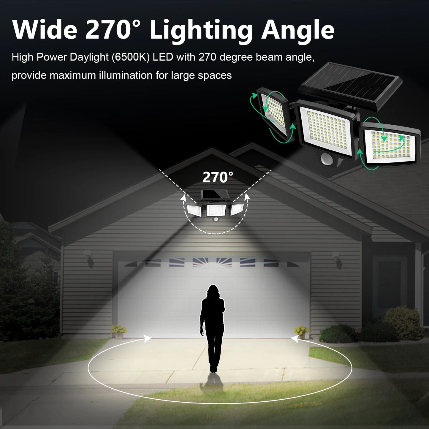 SZRSTH Three Head Solar Outdoor Light With Motion Sensor And Wireless Remote