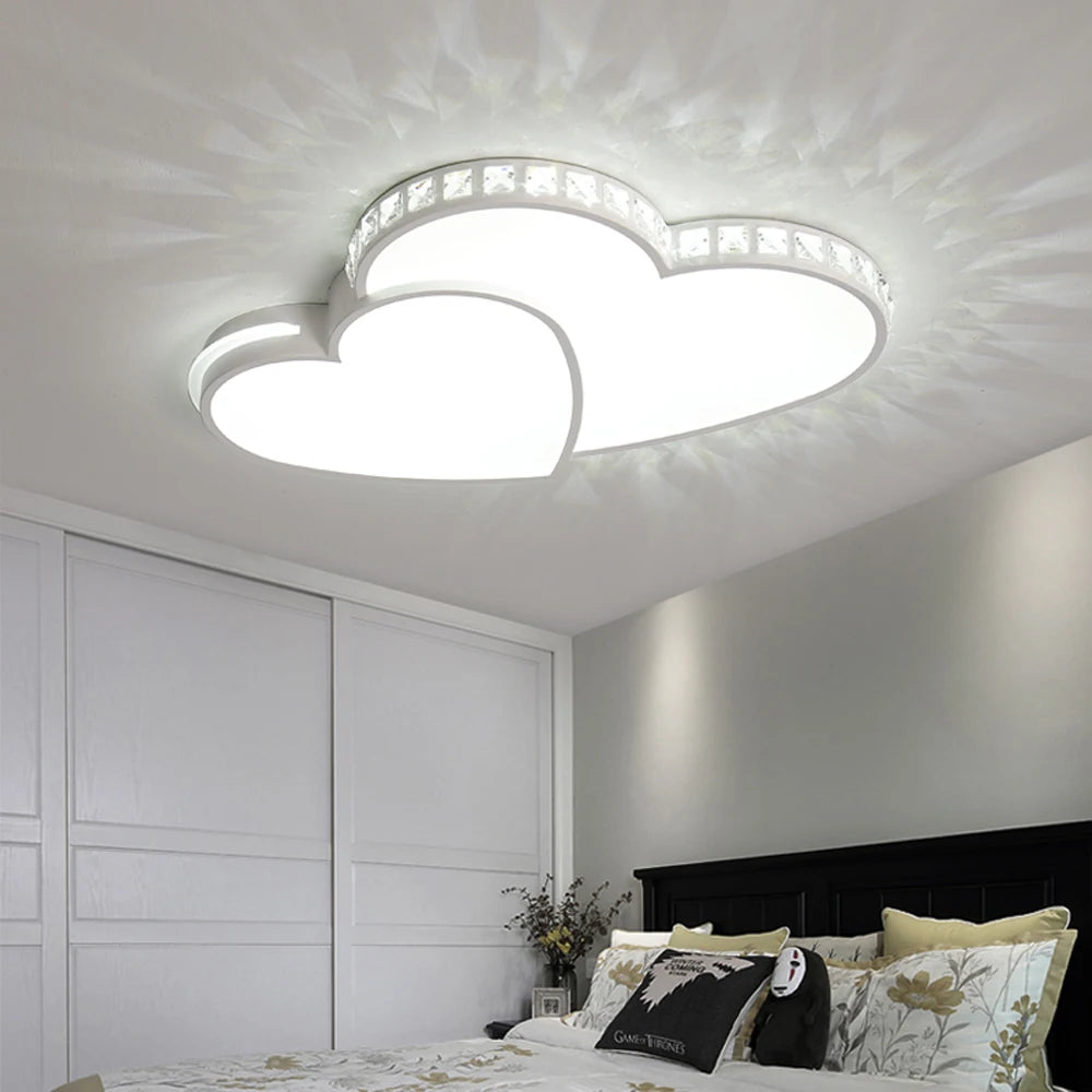 Heart Shaped Crystal LED Ceiling Light Fixture For Kids Rooms