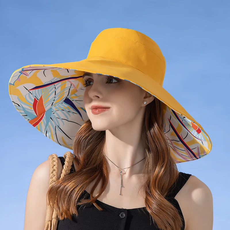 Cotton European American Double Sided Fisherman Sun Hat for Women